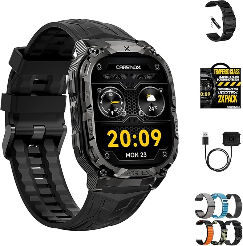 CARBINOX Vortex Smartwatch with Bluetooth Calls, Military Rugged IP69K
