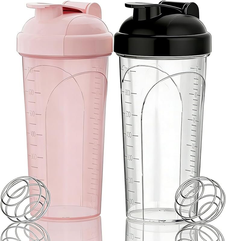Set of 2 Leak-Proof 800ml Protein Shakers with Mixing Ball, BPA-Free &