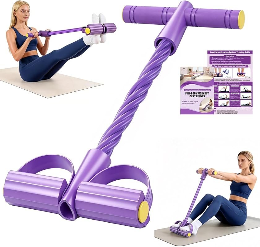 Foot Pedal Resistance Bands with Handles – 6-Tube Multifunction Exerci