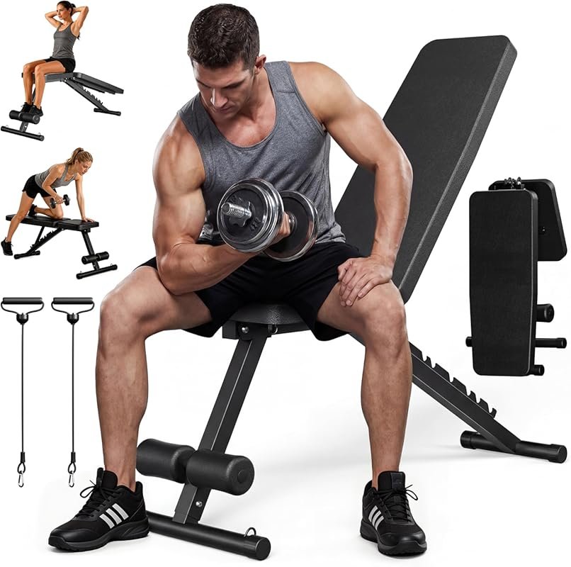 Adjustable Home Gym Weight Bench, 600LBS Capacity, 7 Backrests, Compac