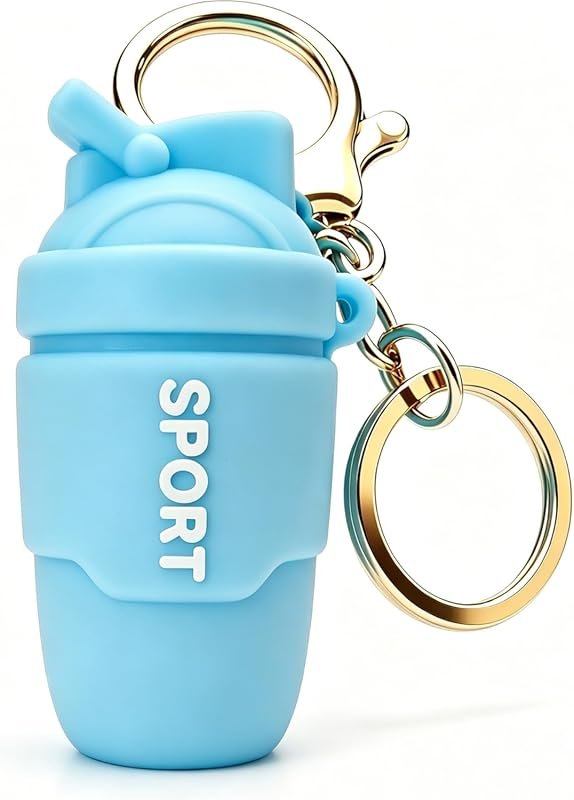 Solid Silicone Protein Shaker Keychain Mini Gym Water Bottle Charm