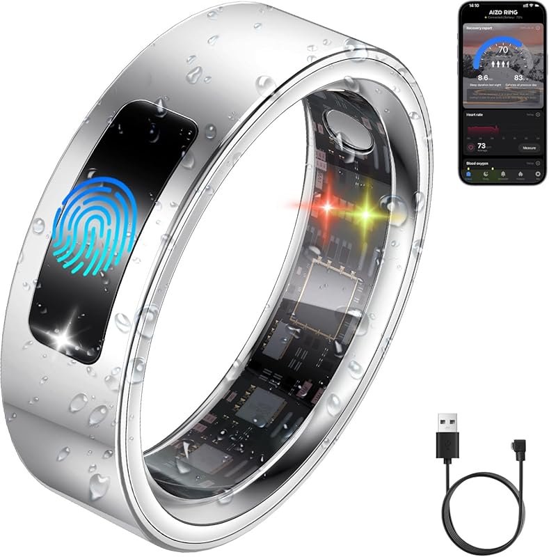 UAUE Smart Health Ring for Women & Men with Vibration Alert, Touch Con