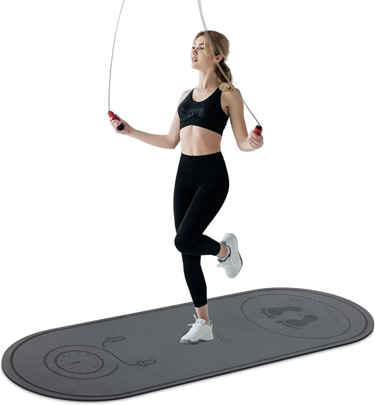 Large 71x24 Inch Non-Slip Jump Rope Mat, High-Density Shock Absorbing 