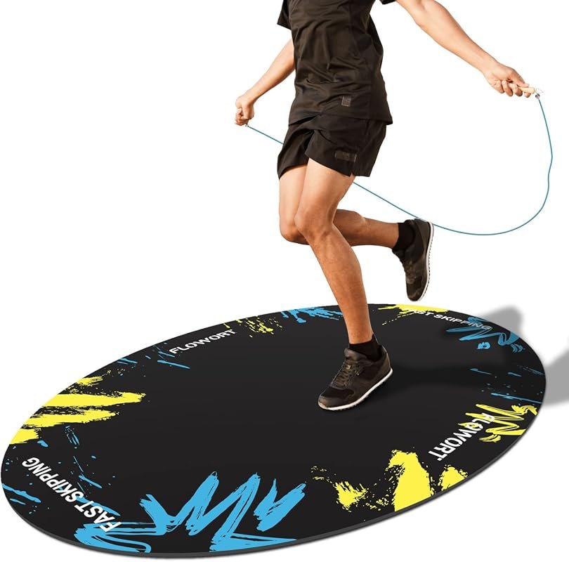 Cheete Large Rubber Jump Rope Mat, Non-Slip Oval Shock Absorbing Exerc