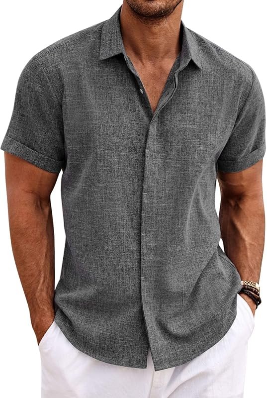 COOFANDY Men's Linen Shirt