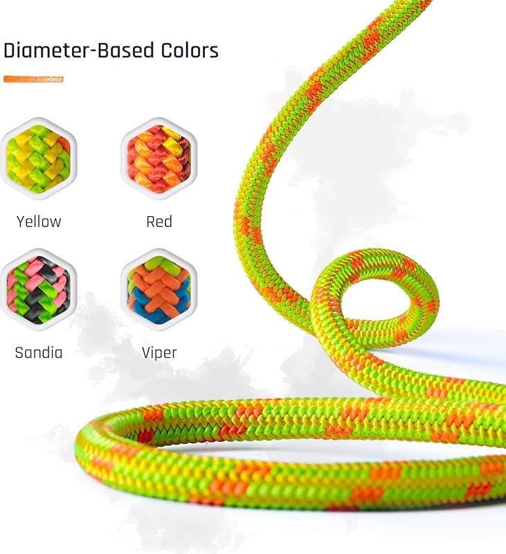 Pelican Rope 11.8mm x 150Ft High-Strength 24-Strand Static Climbing Ro