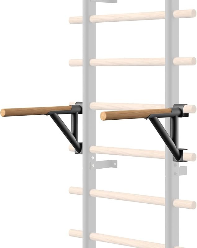DHT Wood Stall Bar Swedish Ladder with 9 Strategic Rods for Home Gym, 