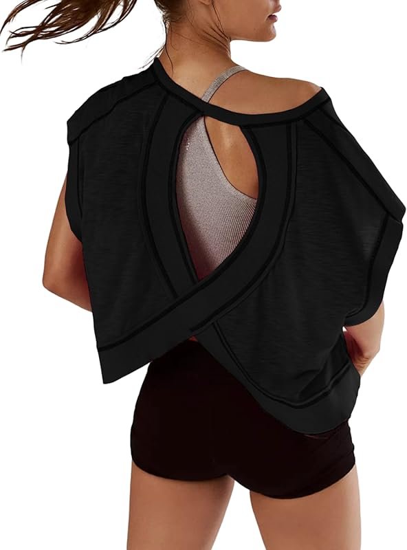 Kumufenc Open Back Workout Top