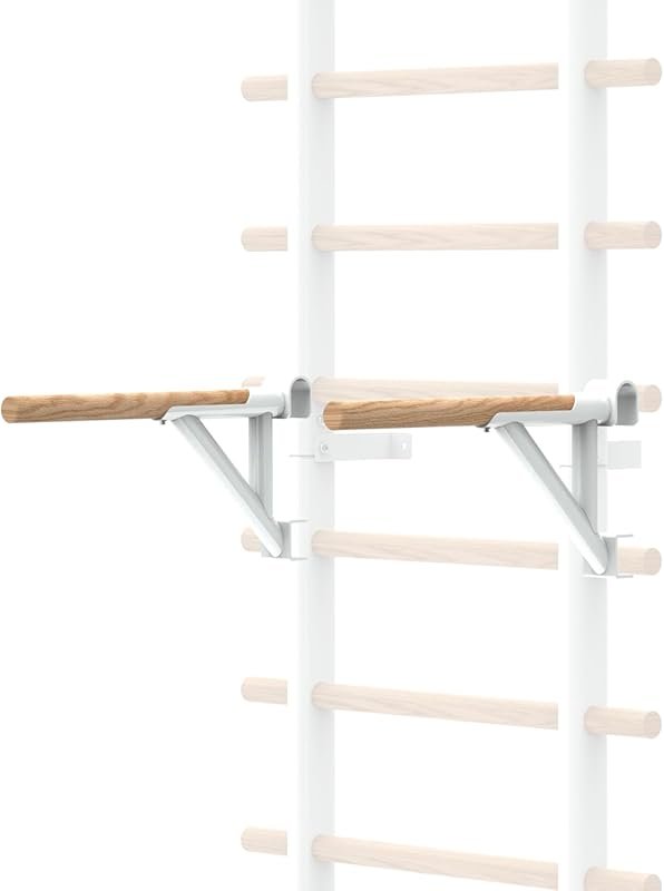 DHT Wood Stall Bar Swedish Ladder with 9 Strategic Rods for Home Gym, 