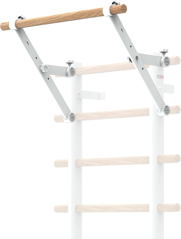 DHT Wood Stall Bar Swedish Ladder with 9 Strategic Rods for Home Gym, 