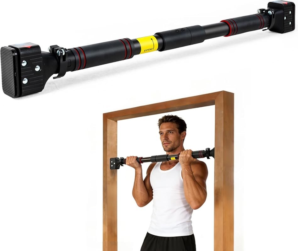leikefitness Adjustable Door Frame Pull-Up Bar, Portable Upper Body Wo