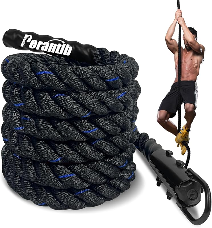 Heavy Duty 1.5 Inch Polyester Climbing Rope with Hooks and 1000lbs Cap