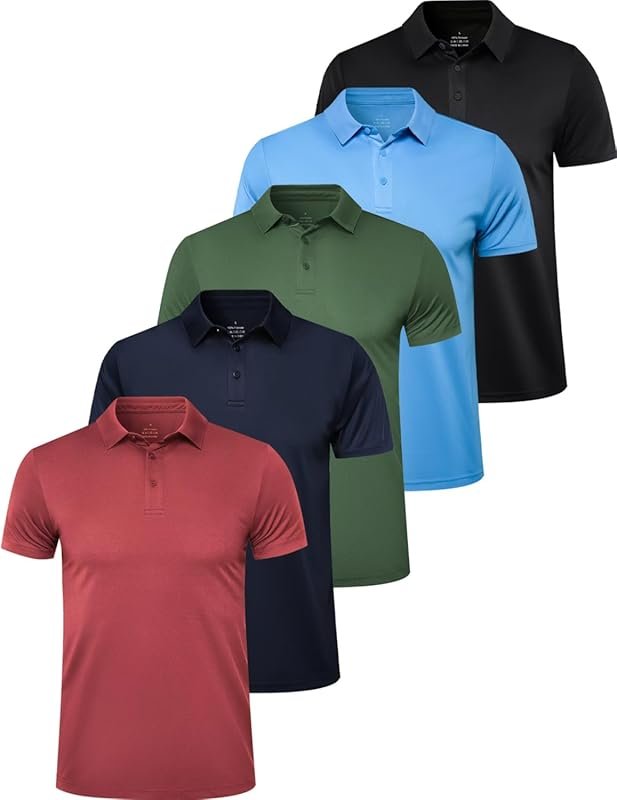 OYGSieg 5 Pack Men’s Quick Dry Polo Shirts