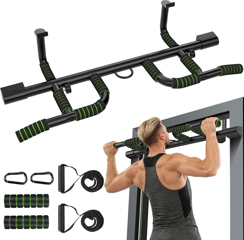 Multi-Grip Doorway Pull-Up Bar for Strength Training, Supports 440 Lbs