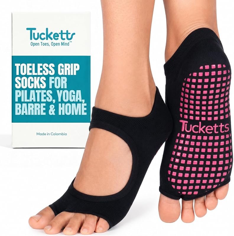 Tucketts Allegro Toeless Pilates Socks for Women, Non-Slip Open-Toe Gr