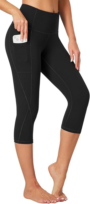 Heathyoga Women’s High Waisted Capri Yoga Leggings with Pockets for Tu