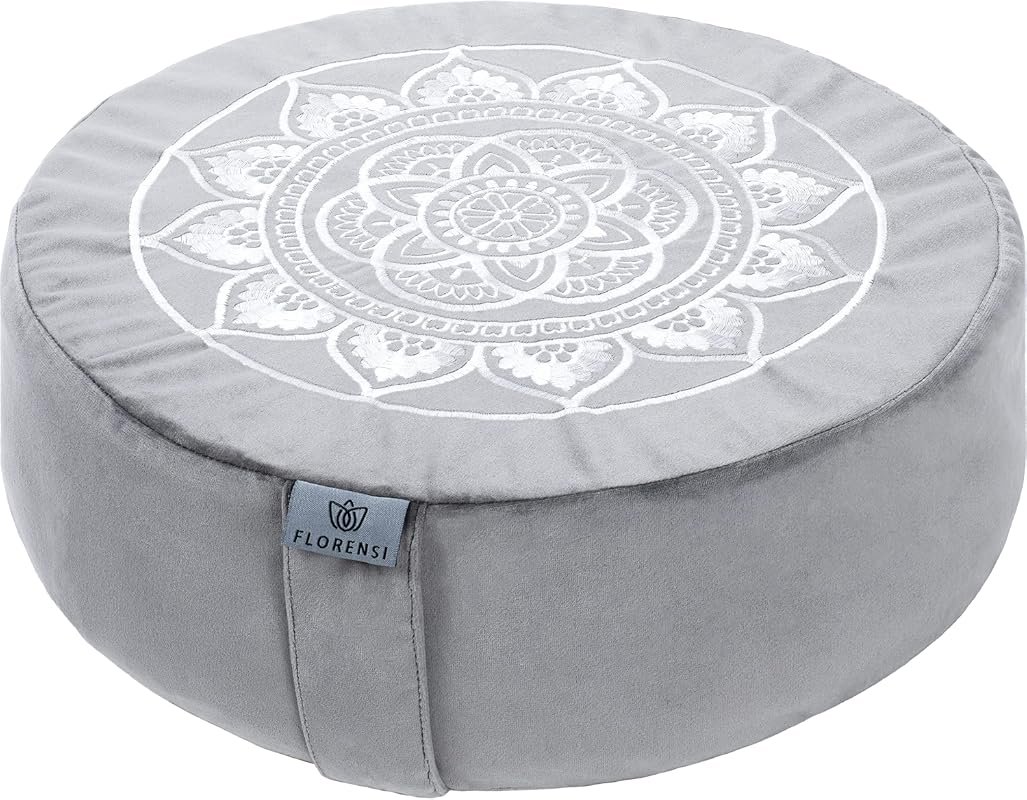 Florensi Meditation Cushion Large Velvet Floor Pillow with Natural Buc