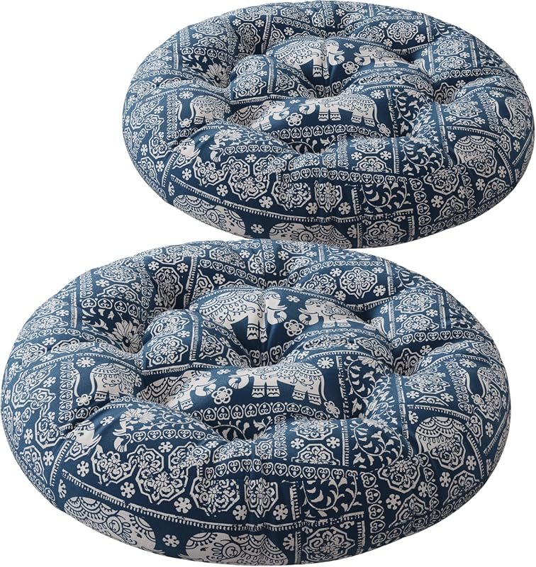 Codi Large Round Meditation Floor Pillow Set with Memory Foam Boho Sea