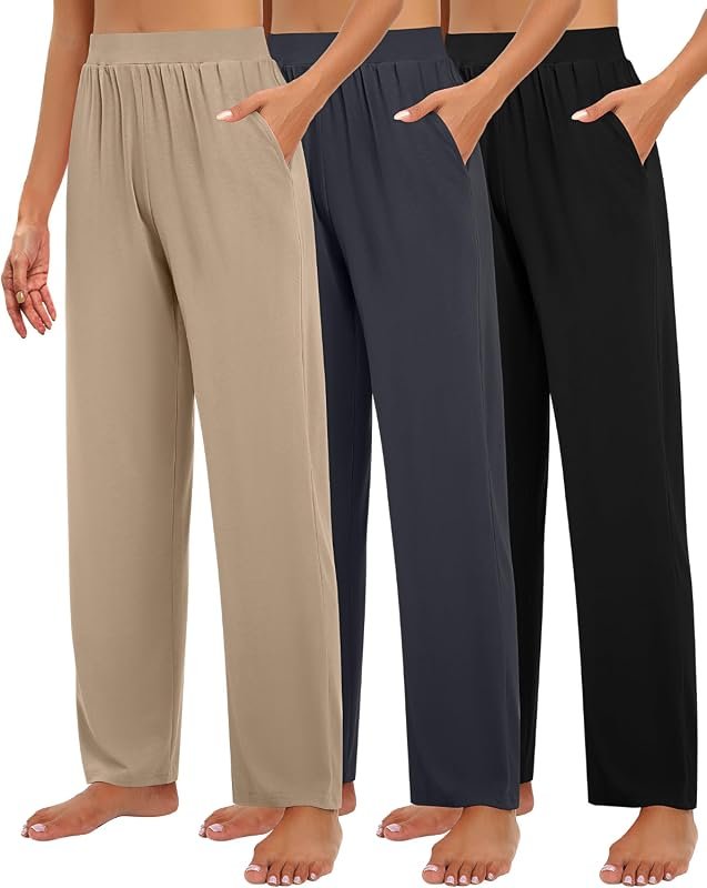 Huukeay 3 Pack Women’s Wide Leg Lounge Pants