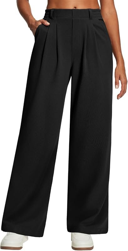 Heathyoga High Waisted Wide Leg Dress Pants for Women, Stretchy Busine