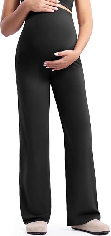 POSHDIVAH Maternity Yoga Wide Leg Pants