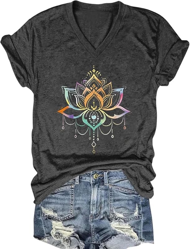 Boho Floral Graphic V-Neck Tee