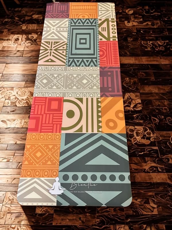 Breathe Yoga Vibrant Vinyasa Premium Non-Slip Rubber Mat, Extra Wide C