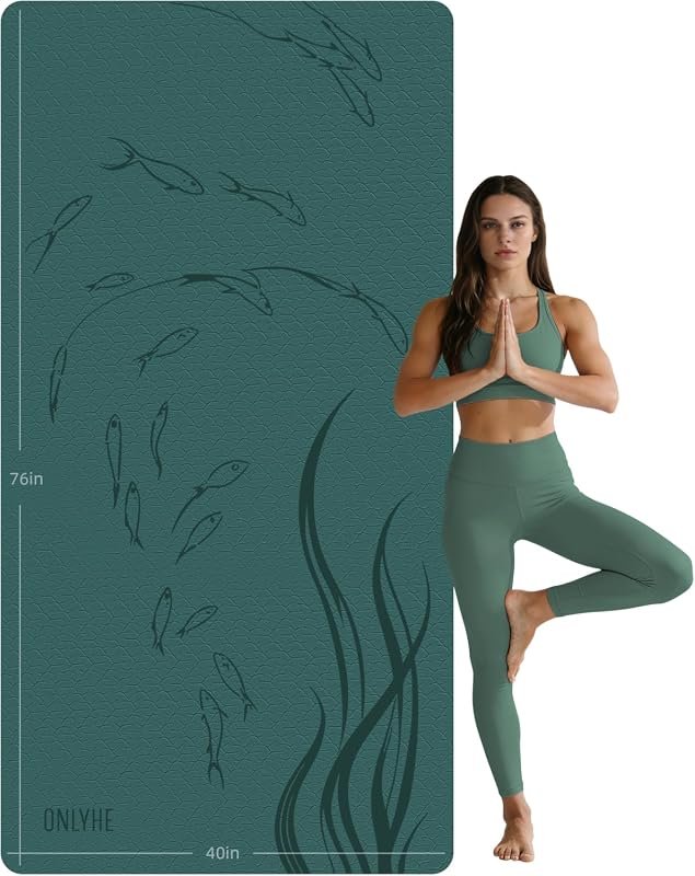 Extra Wide 10mm TPE Yoga Mat, Non-Slip Large Exercise Mat for Pilates,