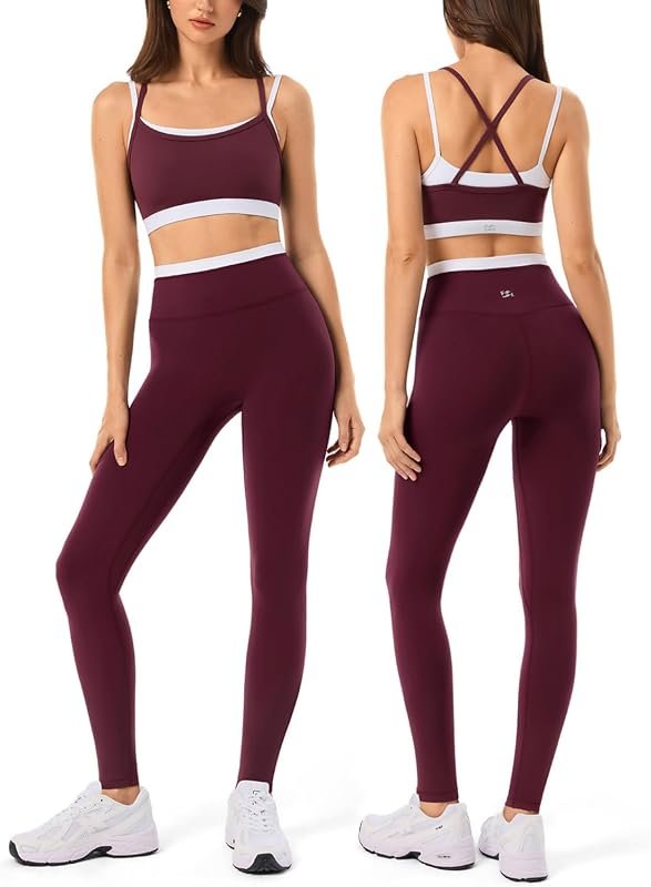 Women's 2-Piece Seamless Workout Set, Athletic Yoga Leggings and Padde
