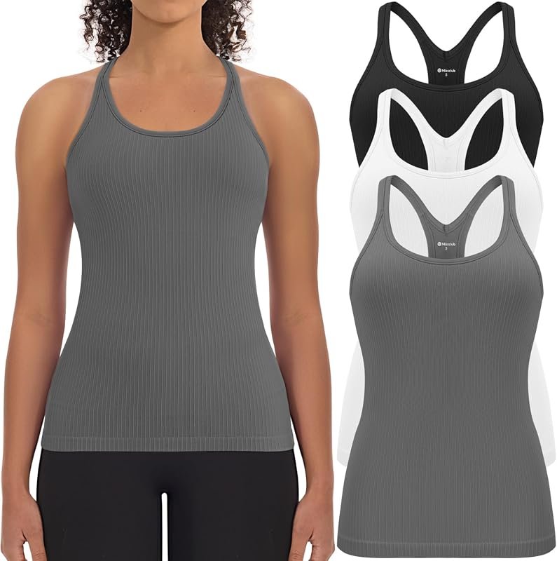 3 Pack Ribbed Workout Tank Tops