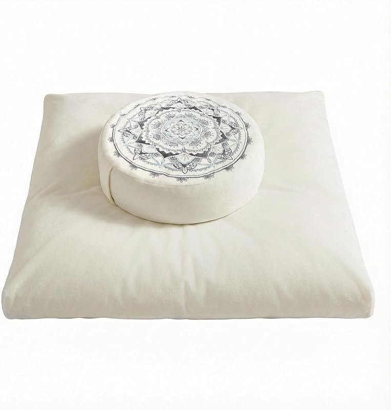 Ultimate 2-in-1 Zafu and Zabuton Meditation Cushion Set with Buckwheat