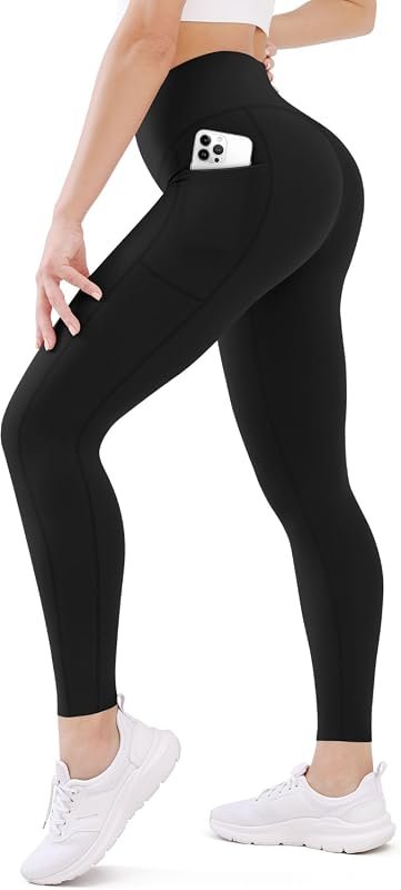 FEYHAY Women’s High Waisted Yoga Leggings with Side Phone Pocket for T