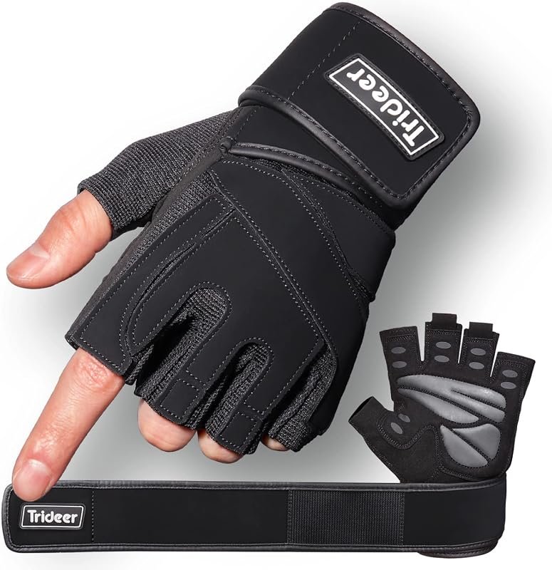 Trideer Weight Lifting Gloves for Men, Workout Gloves with Wrist Wrap