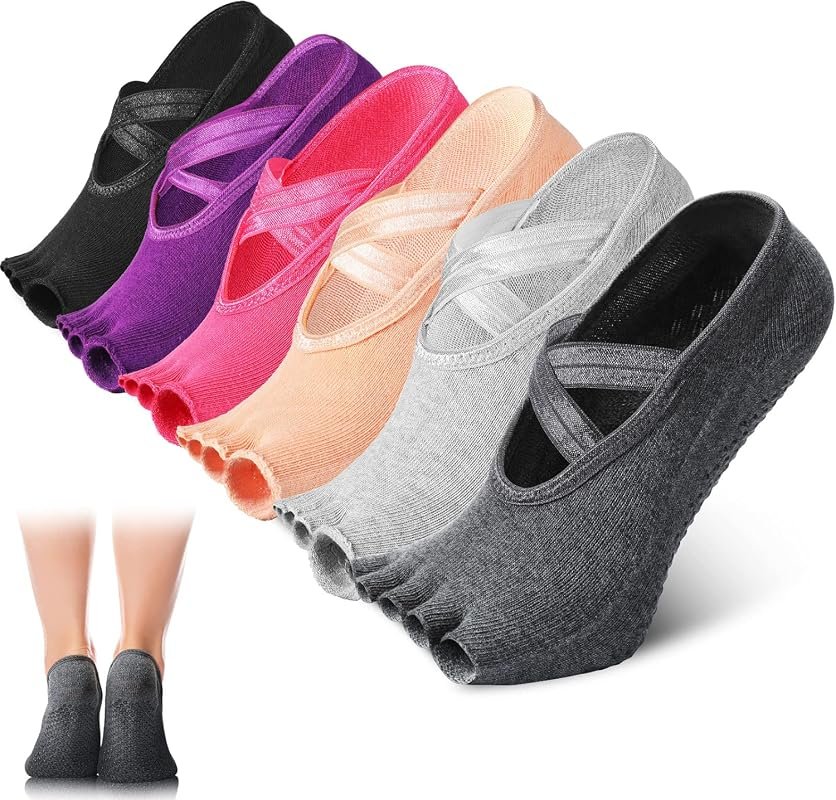 SATINIOR Toeless Pilates Grip Socks