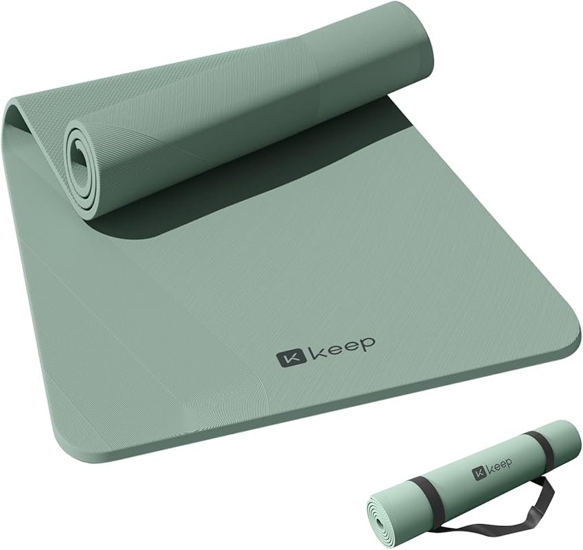KEEP Extra Wide 7mm Thick Non-Slip Exercise Yoga Mat with Carrying Str
