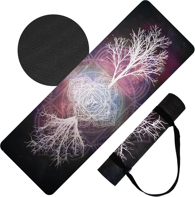 HIGHTOP Premium Suede TPE Yoga Mat 6mm Thick Non-Slip Tree of Life Des