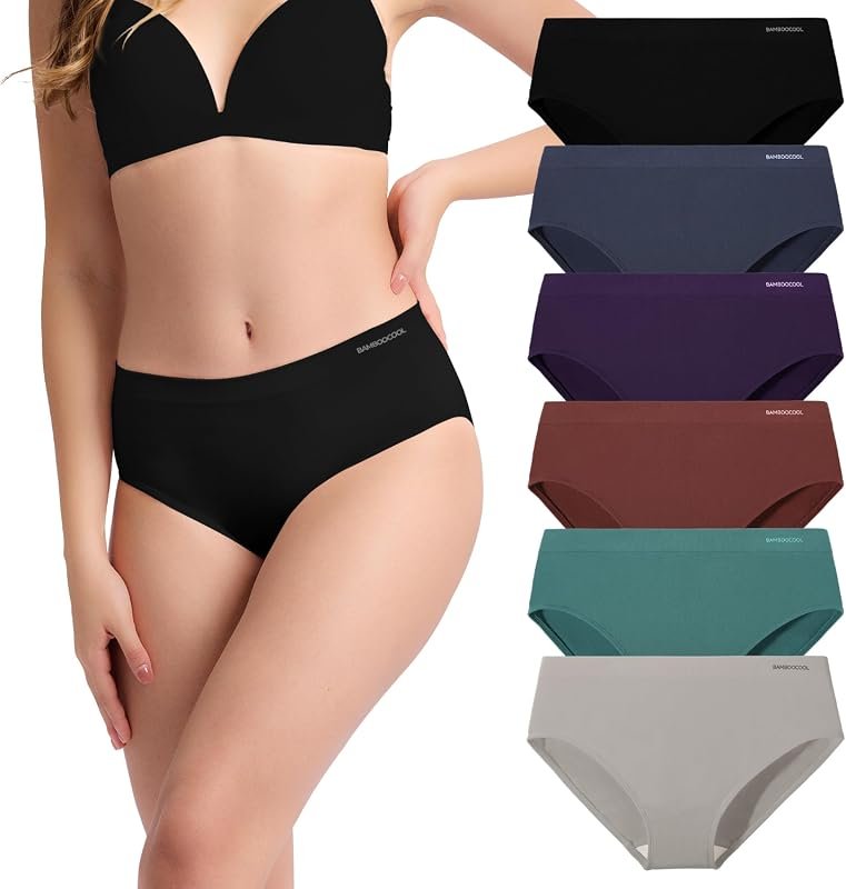 Women’s Bamboo Seamless Bikini Panties, Breathable Hipster Ladies Unde