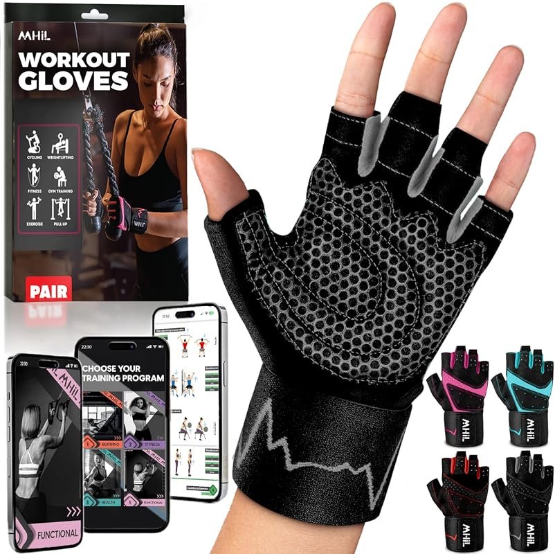 MhIL Workout Gloves for Women – Breathable Gym Gloves with Palm Protec