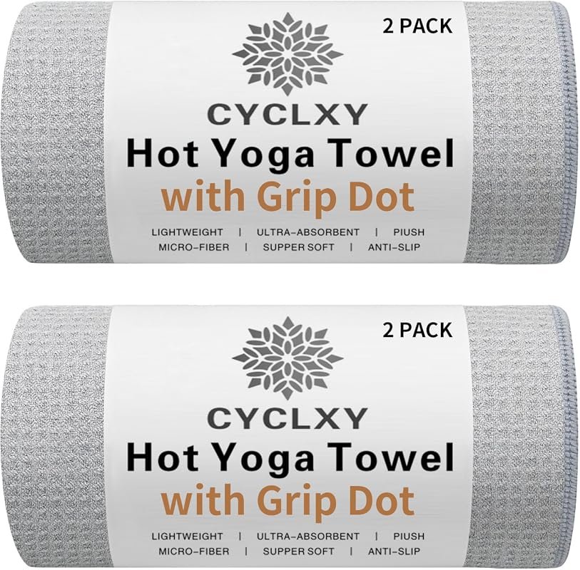 2 Pack Non-Slip Hot Yoga Towel with Grip Dots