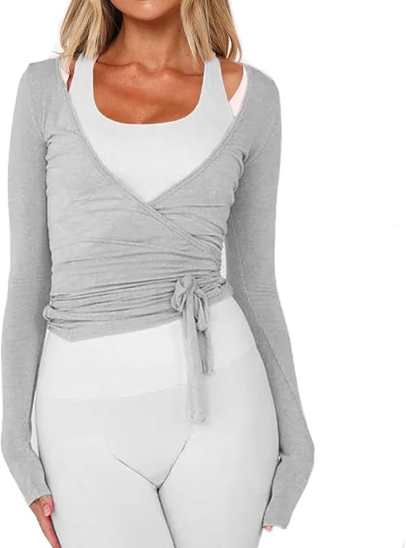 Womens Y2k Wrap Tie Top