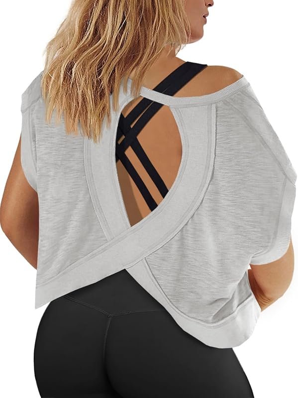 Fisoew Open Back Workout Top