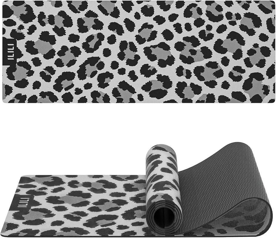 ILILI Leopard Print Yoga Mat 8mm Thick Suede and TPE Non-Slip Exercise