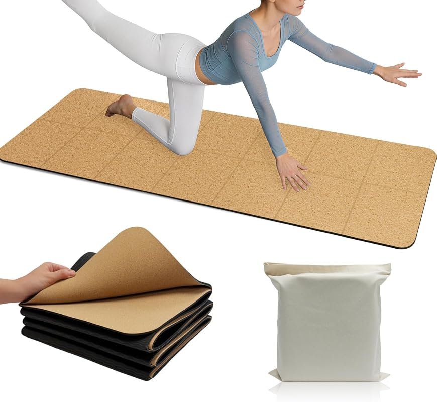 LILXIU Foldable Cork Yoga Mat
