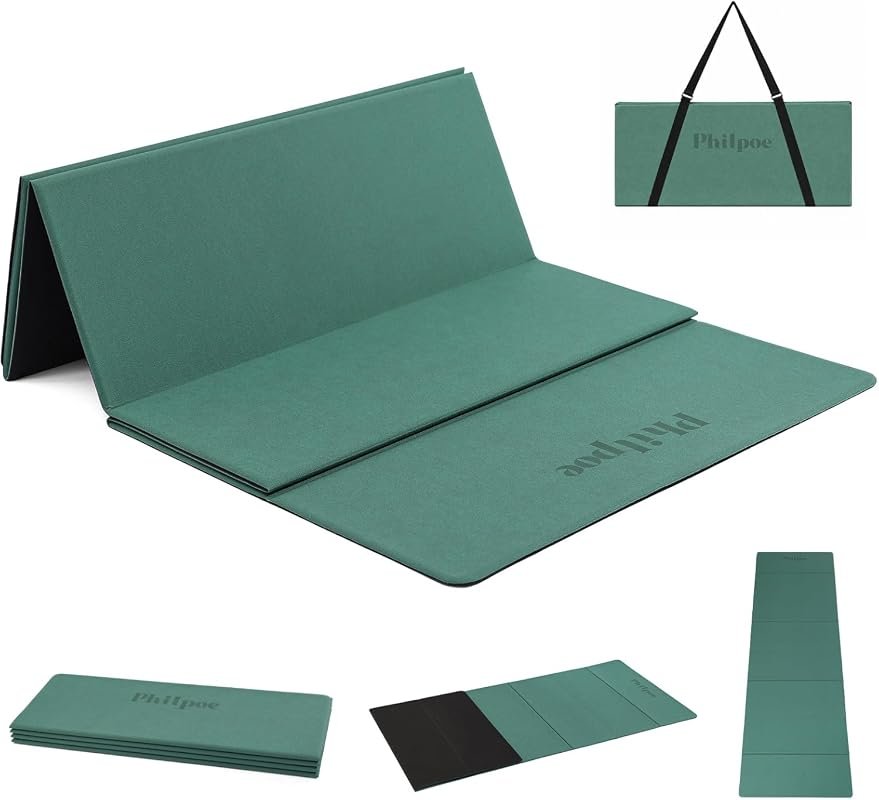 Foldable Non-Slip POE Yoga Mat 70x24 Inches 6mm Thick Portable Exercis
