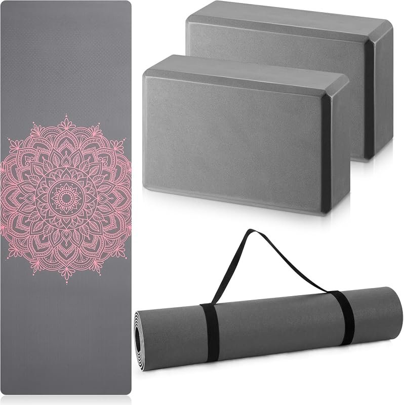 Tinideya Yoga Mat and Block Set