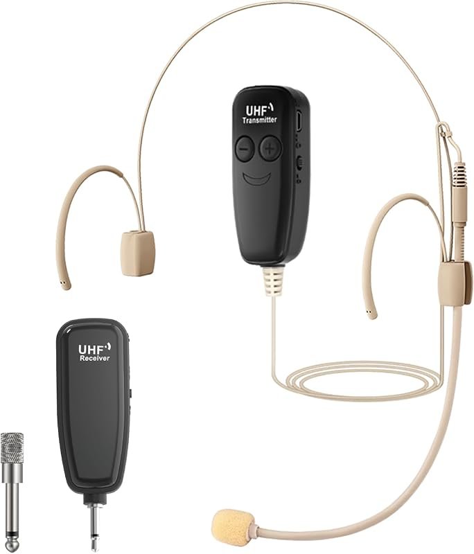 Beige UHF Wireless Headset