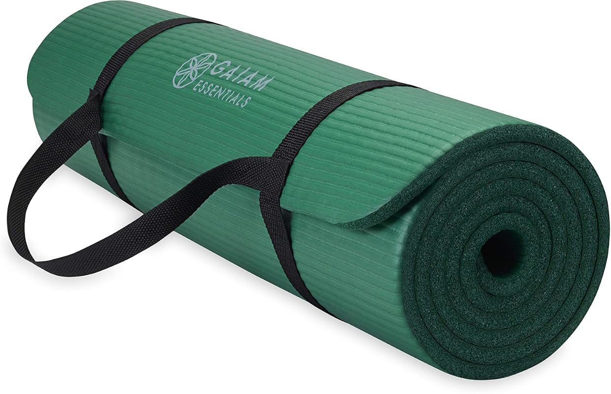 Gaiam Thick Yoga Mat with Easy-Cinch Carrying Strap for Comfortable Ho