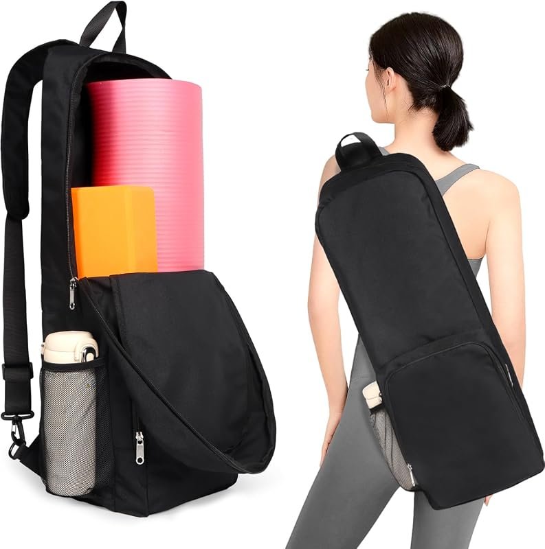 Yoga Mat Bag Carrier with Breathable Mesh and Secure Zipper Pockets fo