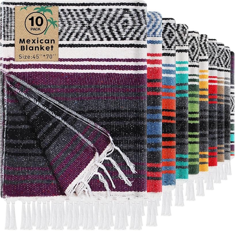 Oudain 10 Pack Mexican Blankets