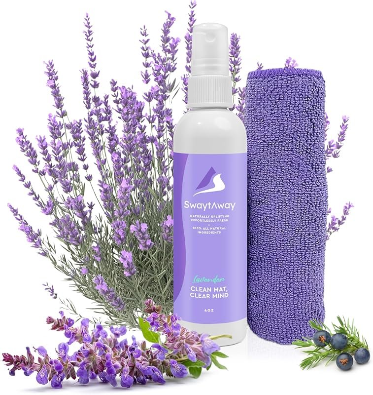 SwaytAway Fitness Mat Mist with Microfiber Towel 4oz Travel Size Laven
